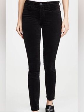 L'AGENCE Marguerite High Rise Skinny Velvet Noir Black Jeans 27